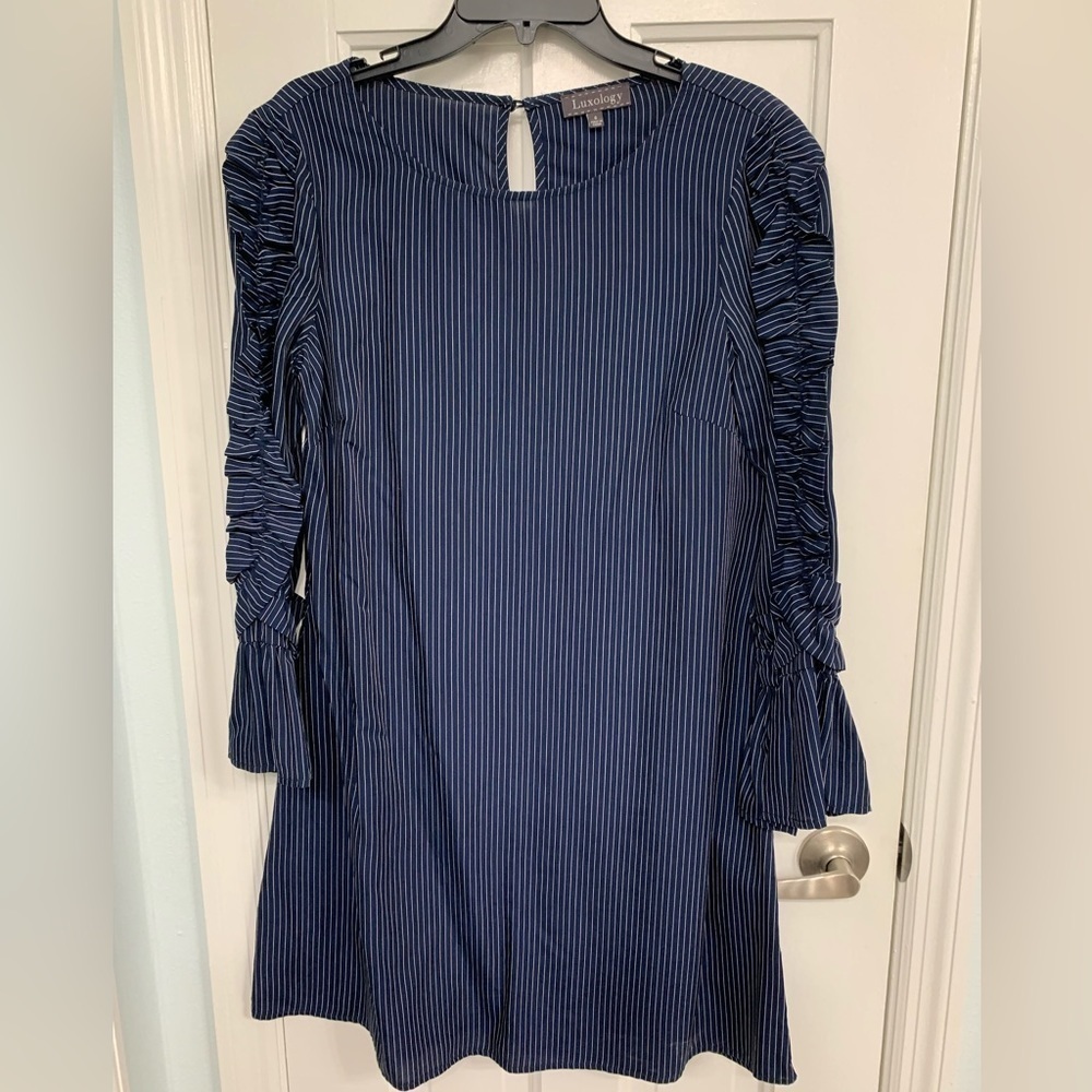 Luxology Blue Striped Midi Dress